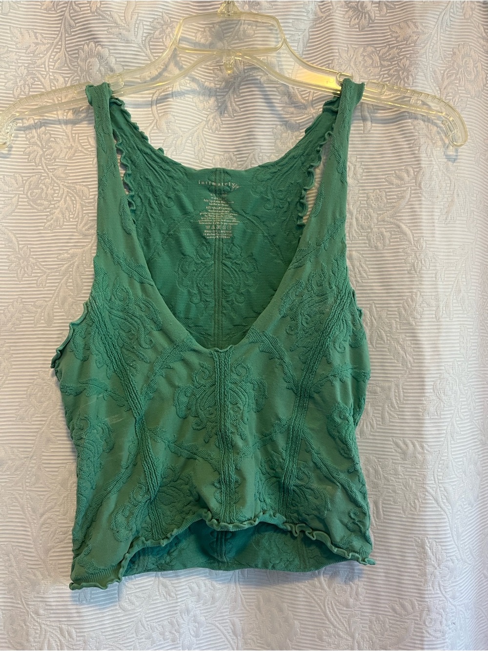 Free People Green Lace-Textured Women's Tank Top size XS/S